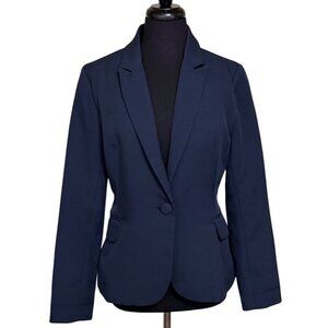 Unbranded Navy Blue Blazer Jacket w/Polka Dot Lining Women's Size Medium (READ)